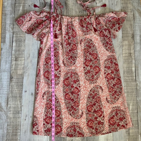 Madewell NWT Watercolor Paisley Silk Cold Shoulder Tie Shoulder Dress SZ M - Picture 13 of 15
